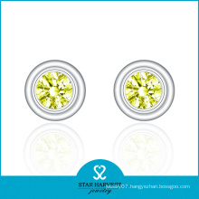 Hot Apple Green Silver Earring Jewellery for Low MOQ (E-0064)